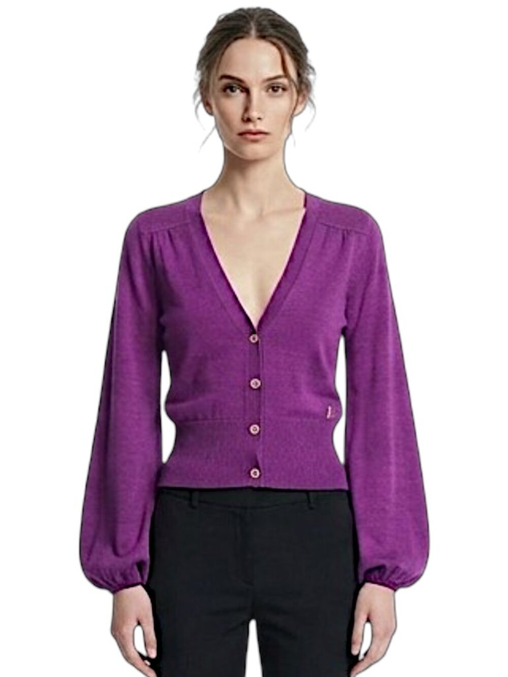 Juicy Couture Vintage Emma Purple Crushed Berry Wool Blend Cardigan Sweater XS